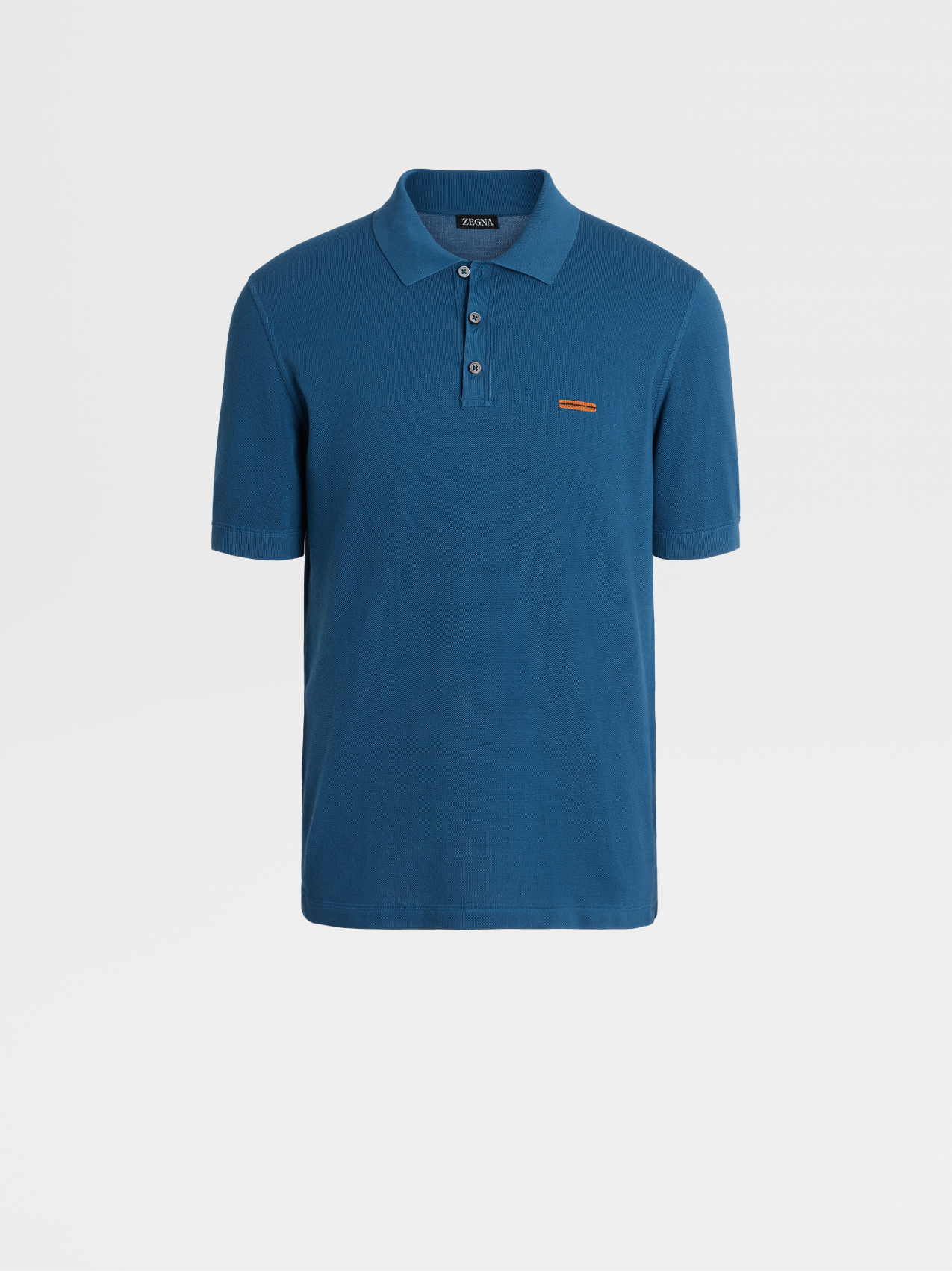 Light Teal Blue Pure Cotton Short-sleeve Knit Polo
